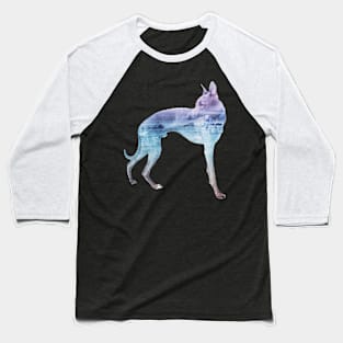 Blue & Purple Waves Whippet Baseball T-Shirt